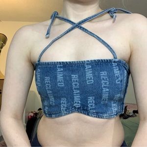 DENIM RECLAIMER VINTAGE BANDEAU CROP TOP SPAGHETTI STRAPS 💙💙